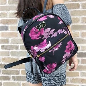 Kate spade Wilson Drive rose black Backpack satin